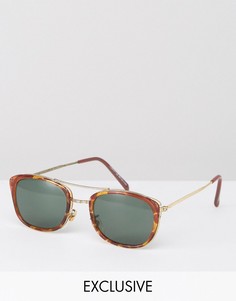 Квадратные очки-авиаторы в черепаховой оправе Reclaimed Vintage эксклюзивно для ASOS - Коричневый