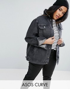 Черная джинсовая выбеленная куртка ASOS CURVE - Черный