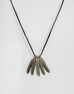 Ожерелье из искусственной замши с перьями ASOS - Мульти