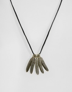 Ожерелье из искусственной замши с перьями ASOS - Мульти