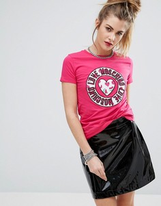 Футболка с логотипом по кругу и сердцем Love Moschino - Розовый