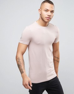 Розовая обтягивающая футболка с круглым вырезом ASOS - Розовый