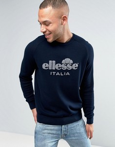 Трикотажный свитшот с большим логотипом Ellesse Italia - Темно-синий