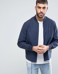 Темно-синий меланжевый бомбер в стиле вестерн Farah - Темно-синий