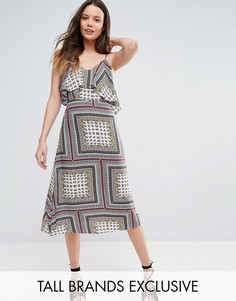 Свободное платье миди с открытыми плечами Glamorous Tall - Мульти
