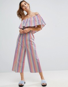 Комбинезон на одно плечо в разноцветную полоску ASOS - Мульти
