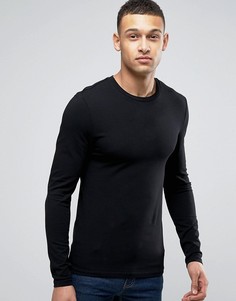 Облегающий лонгслив с круглым вырезом ASOS - Черный