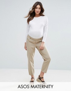 Чиносы для беременных ASOS Maternity - Бежевый