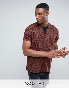 Рубашка классического кроя из вискозы с леопардовым принтом ASOS TALL - Коричневый