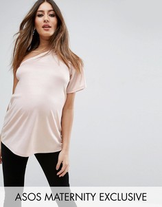 Топ на одно плечо с эффектом металлик ASOS Maternity Grown on - Розовый