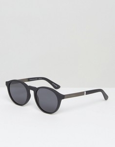 Круглые солнцезащитные очки в матовой черной оправе Tommy Hilfiger - Черный