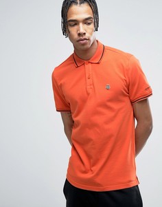 Рубашка-поло с контрастным воротником и логотипом на груди Love Moschino - Оранжевый