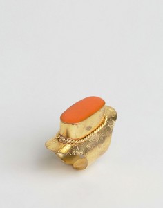 Броское кольцо с оранжевым камнем Glamorous - Золотой