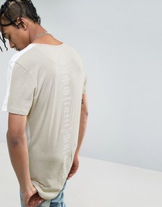 Бежевая длинная футболка с принтом на спине New Look - Светло-серый