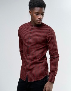Фланелевая рубашка в клетку с воротником на пуговице Selected - Красный