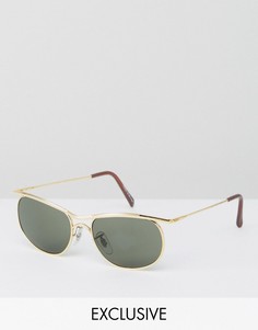 Золотистые квадратные солнцезащитные очки Reclaimed Vintage эксклюзивно для ASOS - Золотой