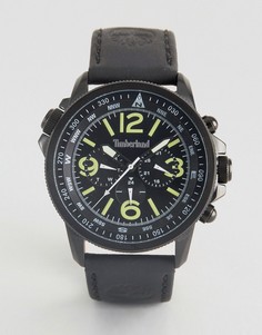 Черные часы с кожаным ремешком и многофункциональным циферблатом из нержавеющей стали Timberland Campton Mens - Черный