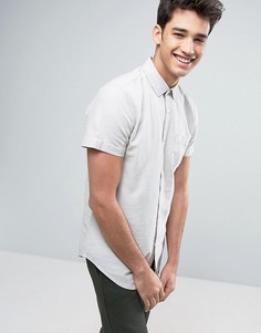 Рубашка из хлопка и льна с короткими рукавами Threadbare - Светло-серый