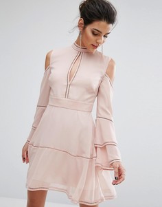 Платье мини с длинными рукавами Keepsake Night Dance - Розовый