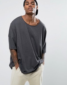 Oversize-футболка с овальным вырезом ASOS - Серый