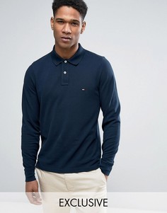 Темно-синее поло из пике с длинными рукавами и логотипом Tommy Hilfiger эксклюзивно для ASOS - Темно-синий