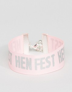 Браслет с принтом Hen Fest ASOS - Розовый