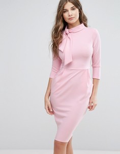 Платье-футляр с завязкой и рукавами 3/4 City Goddess - Розовый