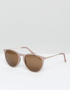 Круглые солнцезащитные очки в оправе телесного цвета New Look - Коричневый