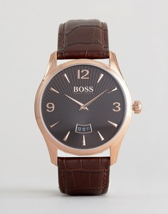 Часы с коричневым кожаным ремешком BOSS By Hugo Boss 1513426 Commander - Коричневый