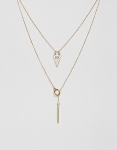 Ярусное ожерелье с подвесками в виде треугольника и стерженька Johnny Loves Rosie - Золотой