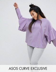 Свитшот с оборками на рукавах ASOS CURVE - Фиолетовый