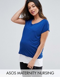 Двухслойная футболка для кормления ASOS Maternity - Темно-синий