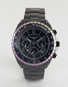 Часы с многофункциональным циферблатом и окантовкой радужного цвета Police - Черный