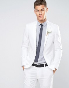 Белый зауженный пиджак из эластичного хлопка ASOS WEDDING - Белый
