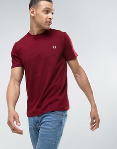 Бордовая футболка с маленьким логотипом Fred Perry - Красный