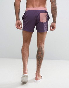 Короткие фиолетовые шорты для плавания с контрастным поясом ASOS - Фиолетовый