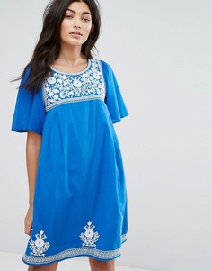 Платье с цветочной вышивкой YMC - Синий
