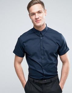 Рубашка узкого кроя с короткими рукавами Selected Homme - Темно-синий