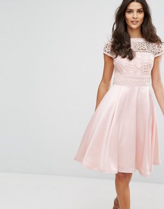 Платье миди с кружевом Chi Chi London - Розовый