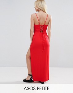 Платье макси со шнуровкой на спине ASOS PETITE - Красный