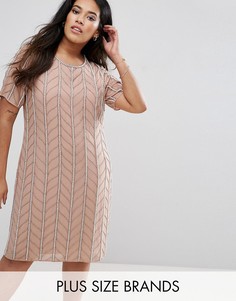 Цельнокройное платье с отделкой Lovedrobe Luxe - Розовый