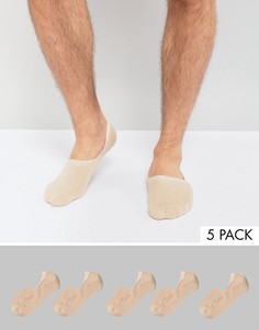 Набор из 5 пар невидимых носков телесного цвета ASOS - Бежевый