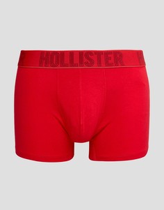 Однотонные боксеры-брифы с логотипом Hollister - Красный