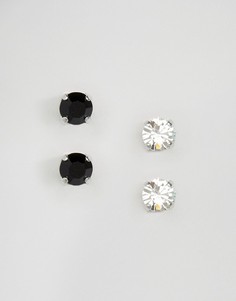 Набор из двух пар серег-гвоздиков с кристаллами Swarovski Krystal London - Серебряный