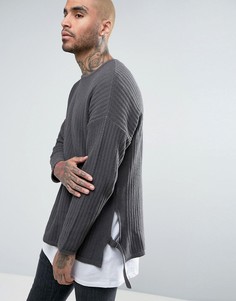 Удлиненный фактурный джемпер ASOS - Серый