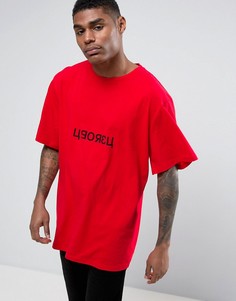 Красная oversize-футболка с надписью на русском языке Granted - Красный