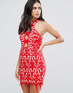 Кружевное платье-футляр Love Triangle - Красный