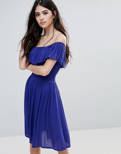 Платье миди с открытыми плечами Brave Soul - Синий