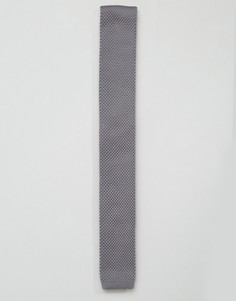 Серый вязаный галстук 7X - Черный