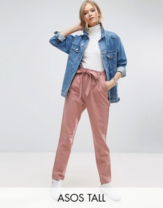 Льняные брюки галифе с поясом ASOS TALL - Розовый
